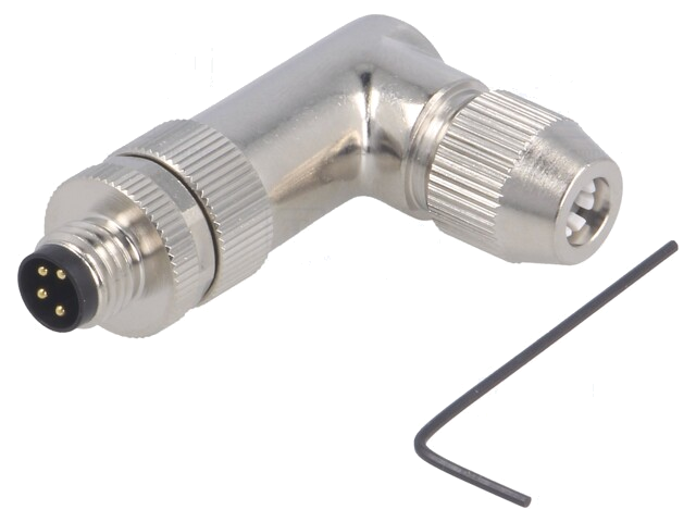 Connector: M8; mannelijk; PIN: 4; hoek van 90 °; afgeschermd; IP67 Connector: M8; mannelijk; PIN: 4; hoek van 90 °; afgeschermd; IP67
